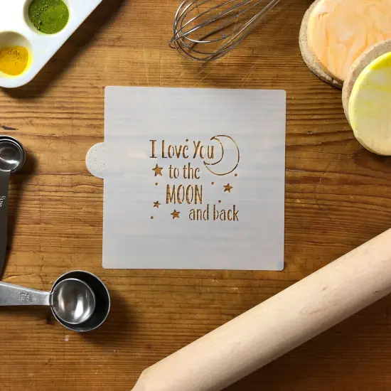 I Love You to The Moon and Back Cookie & Craft Stencil | CM163 by Designer Stencils | Cookie Decorating Tools | Baking Stencils for Royal Icing, Airbrush, Dusting Powder | Craft Stencils for Canvas, Paper, Wood | Reusable Food Grade Stencil {3}