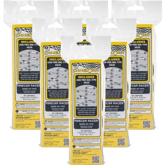 Multipack of 6 - Pine Car Derby Car Kit-Basic {1}