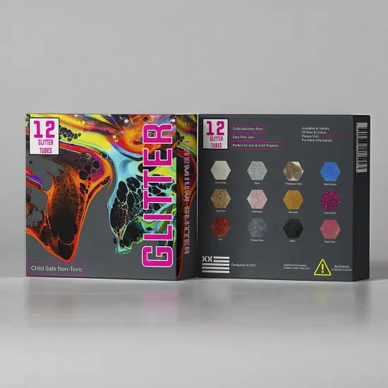 12 Glitter Tube Craft Box (0.34oz/9.6g) All-Purpose Ultrafine Glitter for Arts and Crafts, DIY Scrapbooks, Slime, Epoxy Resin, Kids Schools, Cosmetic, Nail Design, Shaker Tubes- PACK 3 {1}