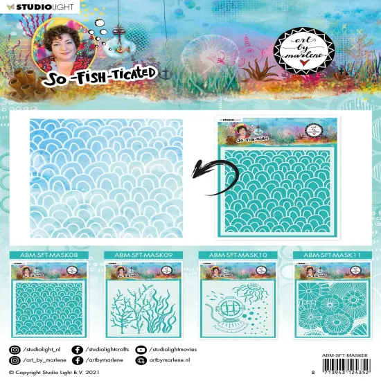 Studio Light Art By Marlene 7.87"X7.87" Stencil-Underwater, So-Fish-Ticated {2}