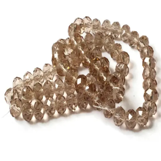 72 6x8mm Champagne Pink Crystal Faceted Rondelle Beads 17 Inch Full Strand {1}
