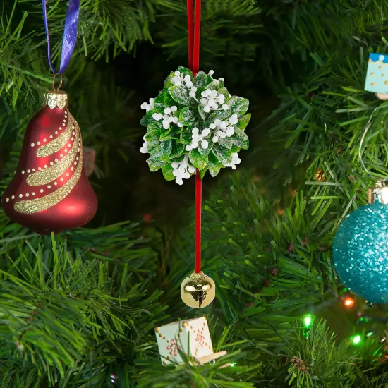 Ornativity Mistletoe Ball Christmas Ornament - Holiday Mistletoe Bell Hanging Decoration {3}