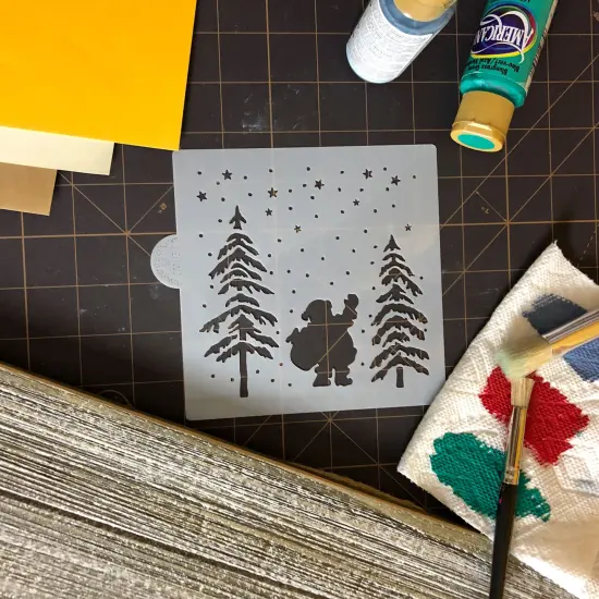 Nighttime Santa Cookie & Craft Stencil | CM031 by Designer Stencils | Cookie Decorating Tools | Baking Stencils for Royal Icing, Airbrush, Dusting Powder | Craft Stencils for Canvas, Paper, Wood | Reusable Food Grade Stencil {3}