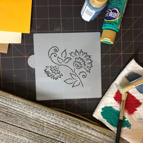 Brushstroke Thistle Flower Cookie & Craft Stencil | CM050 by Designer Stencils | Cookie Decorating Tools | Baking Stencils for Royal Icing, Airbrush, Dusting Powder | Craft Stencils for Canvas, Paper, Wood | Reusable Food Grade Stencil {3}