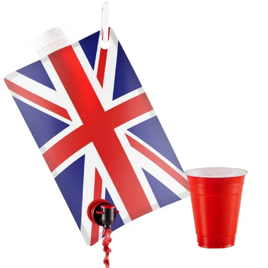 Union Jack Flag Party Flask: 2 liter British Flag Flasks Make the Perfect Drink Dispenser for Your St Georges Day or Guy Fawkes,Bonfire Night Party Supplies,Football, Cricket,or Rugby Parties and More {1}
