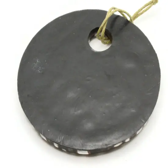 68mm Browns White and Black Polymer Clay Flat Circle Gogo Pendant {4}