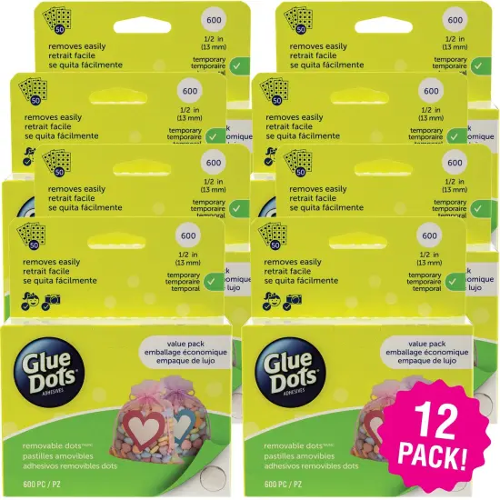 Multipack of 8 - Glue Dots .5" Dot Sheets Value Pack-Removeable, 600 Clear Dots {1}