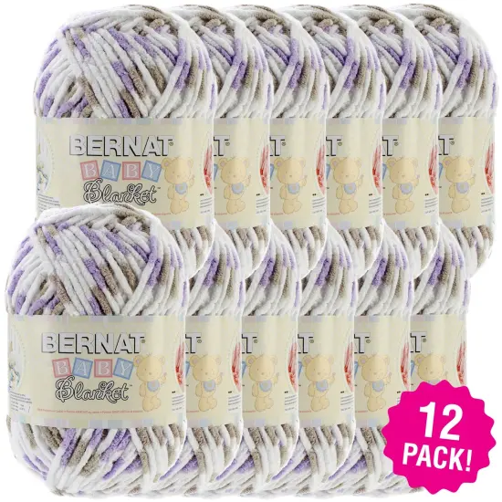 Multipack of 12 - Bernat Baby Blanket Big Ball Yarn-Little Lilac Dove Print {1}
