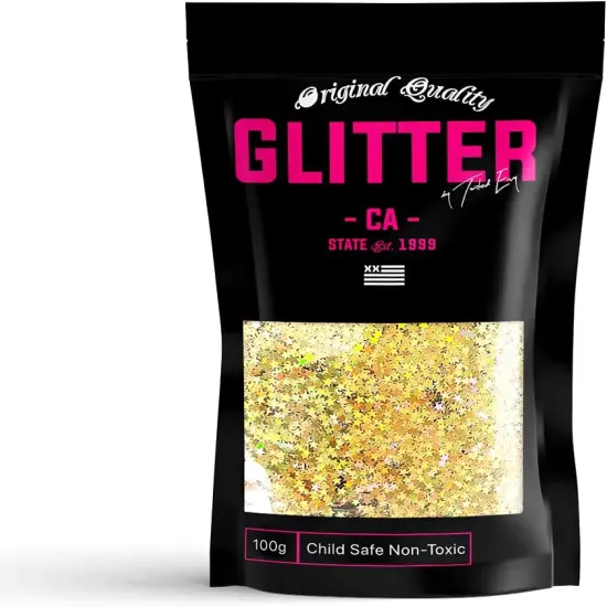 Shaped Ultra Sparkle Glitter - 2mm STARS - GOLD Holographic Premium Glitter Multi Purpose Dust Powder 50g / 1.75oz {1}