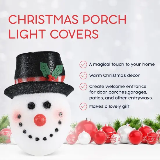 Ornativity Snowman Porch Light Cover - Snowman Head Outdoor Front Porch Lamp Holiday Decoration Covers - Set of 2 {6}