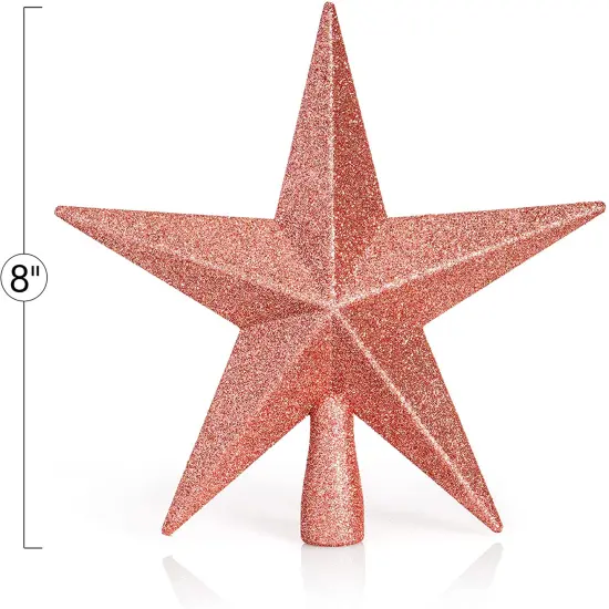 Ornativity Glitter Star Tree Topper - Christmas Rose Gold Decorative Holiday Bethlehem Star Ornament {6}