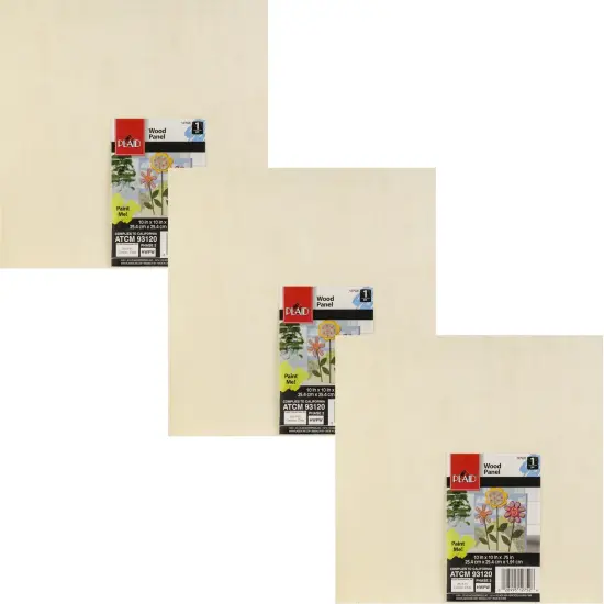 Multipack of 3 - Wood Canvas Panel-10"X10" {1}