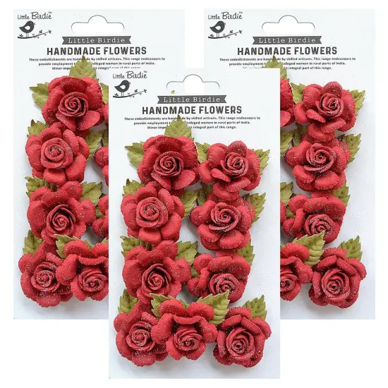 Pack of 3 - Little Birdie Karin Paper Flowers 8/Pkg-Love and Roses {1}