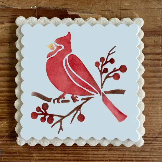 Cardinals on Branch Cookie & Craft Stencil | CM187 by Designer Stencils | Cookie Decorating Tools | Baking Stencils for Royal Icing, Airbrush, Dusting Powder | Craft Stencils for Canvas, Paper, Wood | Reusable Food Grade Stencil {4}