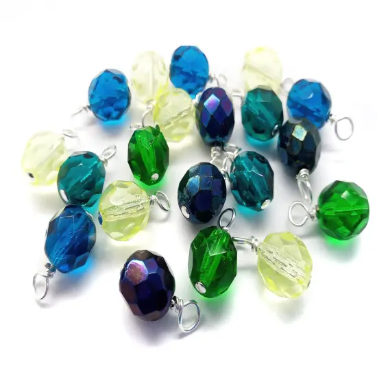 Fire-Polished Bead Charms, 10 pieces Pacific Color Mix, 8mm Faceted Dangles, Adorabilities {1}