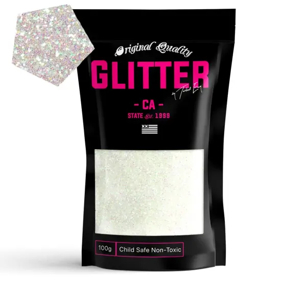 Clear Iris Premium Glitter Multi Purpose Dust Powder 100g / 3.5oz for use with Arts & Crafts Wine Glass Decoration Weddings Cards Flowers Cosmetic Face Body (PACKAGING MAY VARY) {1}