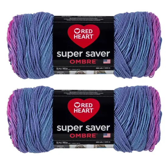 Red Heart Super Saver Jumbo Sweet Treat Ombre Yarn - 2 Pack of 283g/10oz - Acrylic - 4 Medium (Worsted) - 482 Yards - Knitting/Crochet {1}