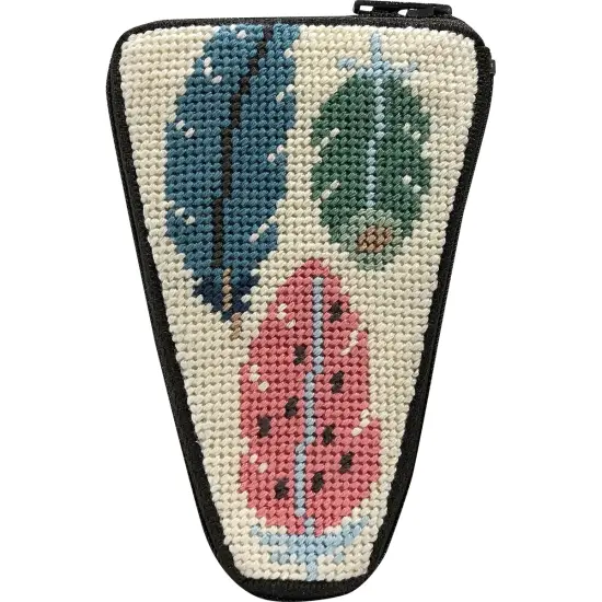Stitch & Zip Scissor Case Needlepoint Kit - Feathers Multicolor {1}