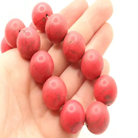 24 17mm Round Dyed Pink Howlite Stone Beads {6}