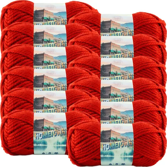 (12 Pack) Lion Brand Yarn Hometown Yarn, Cincinnati Red {1}