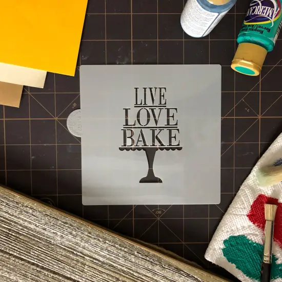 Live, Love, Bake Cookie & Craft Stencil | CM114 by Designer Stencils | Cookie Decorating Tools | Baking Stencils for Royal Icing, Airbrush, Dusting Powder | Craft Stencils for Canvas, Paper, Wood | Reusable Food Grade Stencil {4}