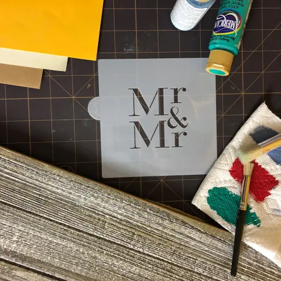 Mr & Mr Cookie & Craft Stencil | CM038 by Designer Stencils | Cookie Decorating Tools | Baking Stencils for Royal Icing, Airbrush, Dusting Powder | Craft Stencils for Canvas, Paper, Wood | Reusable Food Grade Stencil {3}