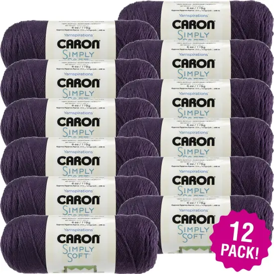 Multipack of 12 - Caron Simply Soft Solids Yarn-Plum Perfect {1}