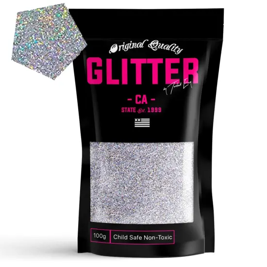 Silver Holographic Premium Glitter Multi Purpose Dust Powder 100g / 3.5oz for use with Arts & Crafts Wine Glass Decoration Weddings Cards Flowers Cosmetic Face Body (PACKAGING MAY VARY) {1}