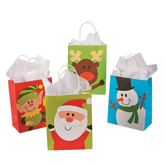 Fun Express - Christmas Craft Bag Asst (2dz) for Christmas - Party Supplies - Bags - Paper Gift W & Handles - Christmas - 24 Pieces {1}