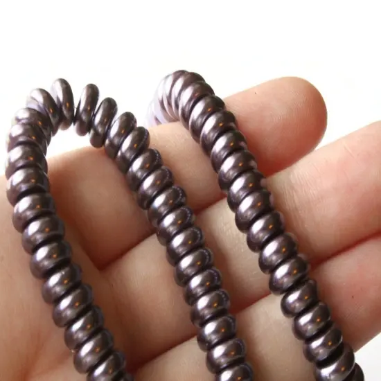 100 8mm Gray Glass Pearl Beads Faux Pearl Disc Beads {4}