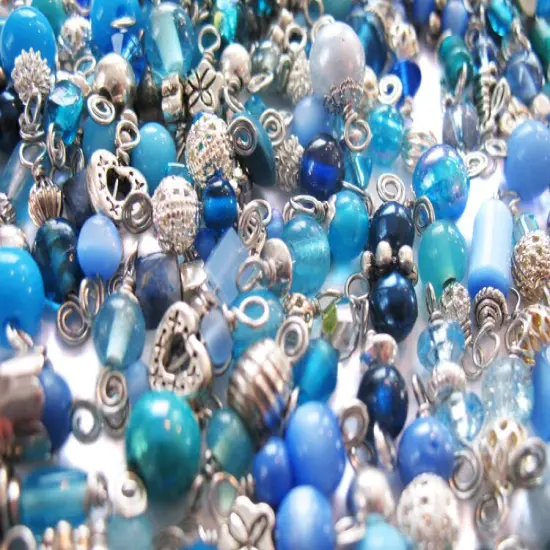 Blue Bead Charms Grab Bag - Bulk Glass & Acrylic Dangle Charms {3}