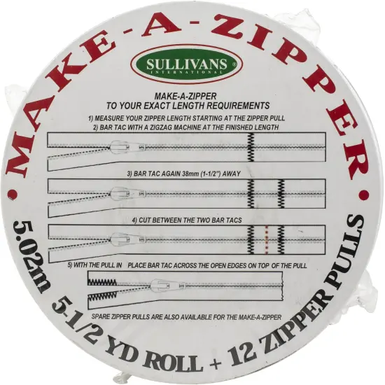 Multipack of 6 - Sullivans Make-A-Zipper Kit 5.5yd-White {3}