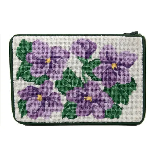 Cosmetic Purse - Sweet Violets - Needlepoint Kit Multicolor {1}
