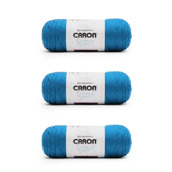 Caron Simply Soft Cobalt Blue Yarn - 3 Pack of 170g/6oz - Acrylic - 4 Medium (Worsted) - 315 Yards - Knitting/Crochet {1}