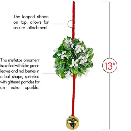 Ornativity Mistletoe Ball Christmas Ornament - Holiday Mistletoe Bell Hanging Decoration {5}