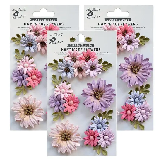 Pack of 3 - Little Birdie Fairy Garden Paper Flowers 5/Pkg-Fairy Sparkle {1}