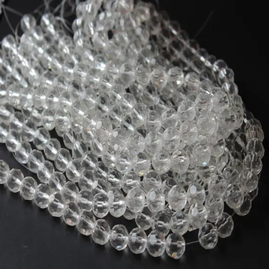 30 10mm Clear Crystal Faceted Round Beads Crystal Glass Beads Full Strand {5}