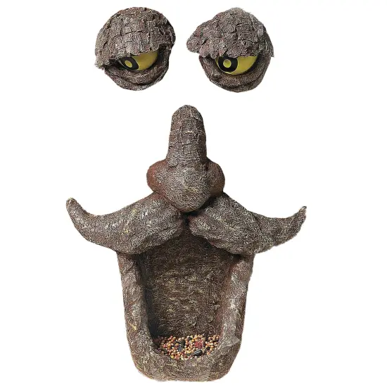Ornativity Tree Face Bird Feeder - Old Man Funny Faces Outdoor Decorative Birdfeeder with Glow in the Dark Eyes for Spooky Garden Décor {1}