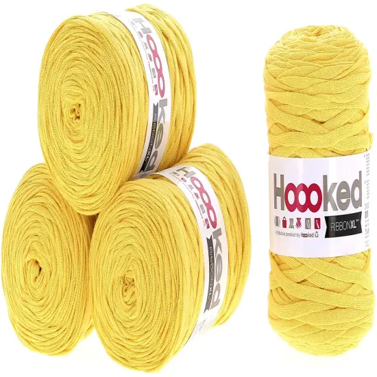 Multipack of 4 - Hoooked Ribbon XL Yarn-Lemon Yellow {1}