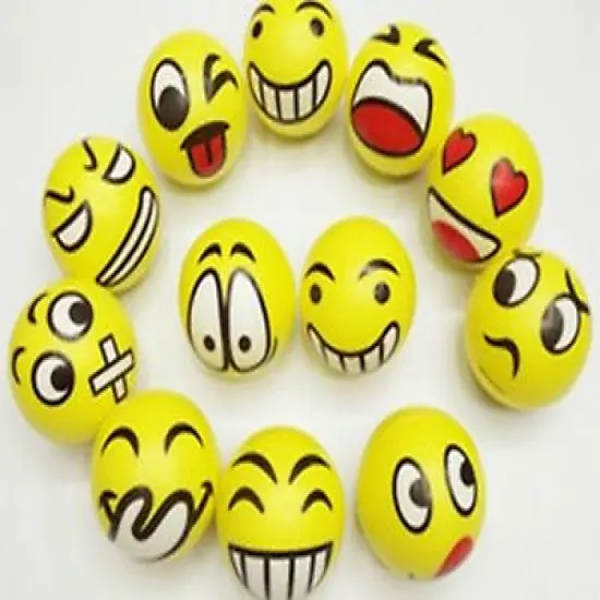 3" party pack emoticon stress balls - stress reliever party favors, toy balls, party toys (24 pack) {2}