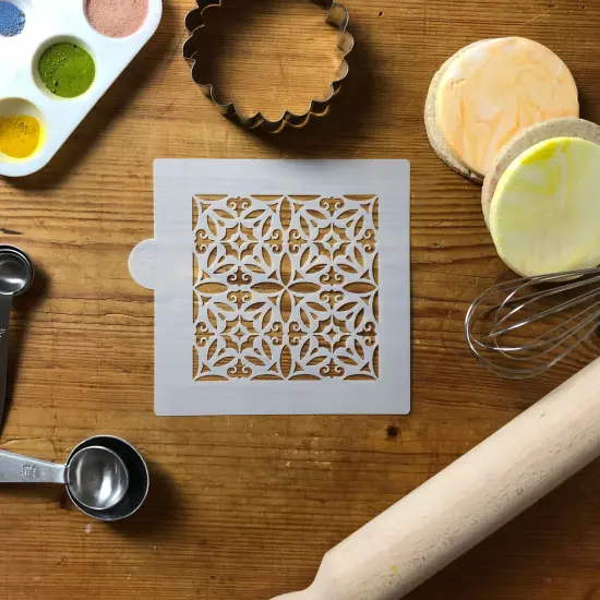 Old World Tile Cookie & Craft Stencil | CM132 by Designer Stencils | Cookie Decorating Tools | Baking Stencils for Royal Icing, Airbrush, Dusting Powder | Craft Stencils for Canvas, Paper, Wood | Reusable Food Grade Stencil {4}