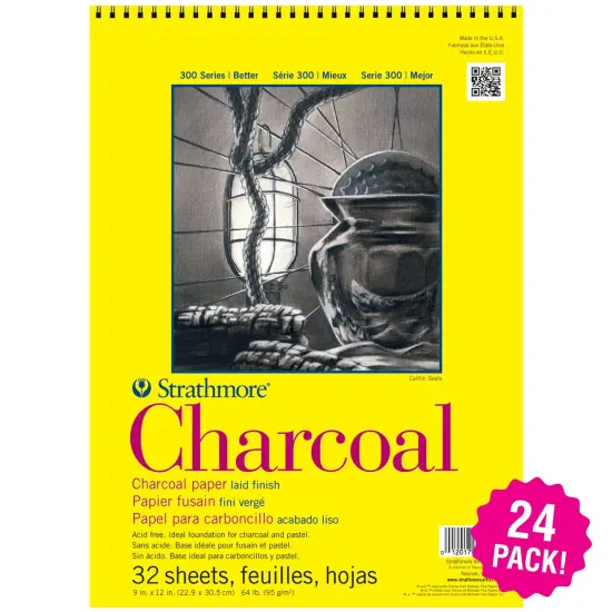 Multipack of 24 - Strathmore Charcoal Spiral Paper Pad 9"X12"-32 Sheets {1}