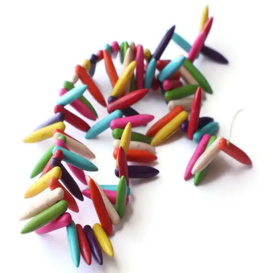 78 25mm Mulitcolor Spike Stone Beads Dyed Howlite Beads Synthetic Turquoise Beads Full Strand bL2 {4}