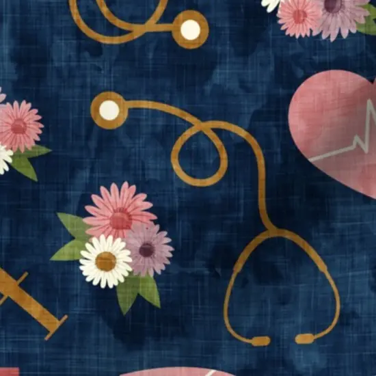 Various Fabrics by the Yard or Fat Quarter Scale Floral Nurse Nursing Blue Little Arrow Themed Custom Printed Fabric by Spoonflower {7}