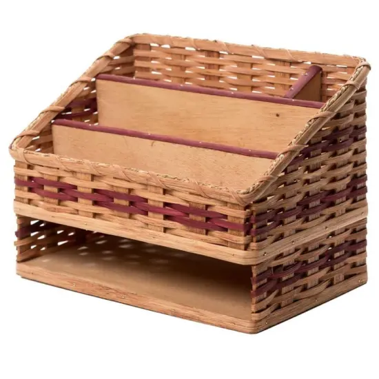 Bear Hollow Desk Organizer Basket Amish Made Desk Organizer Woven 5 Sections {1}
