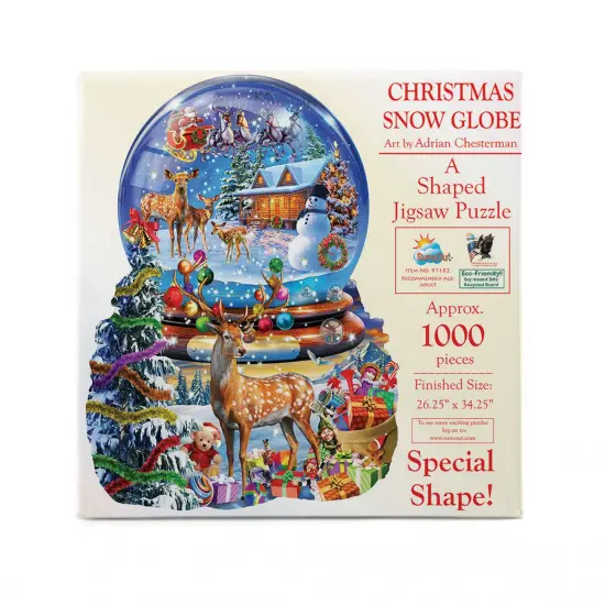 Sunsout Christmas Snow Globe 1000 pc Special Shape Christmas Jigsaw Puzzle 97182 {4}