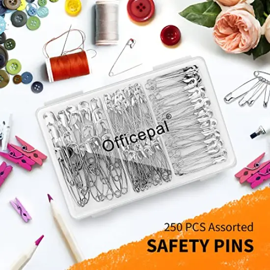 4-Size Pack of Safety Pins- Top 250-Count – Durable, Rust-Resistant Nickel Plated Steel Set- Best Sewing Accessories Kit for Baby Clothing, Crafts, Arts (4-Size in 1 No.001) {4}