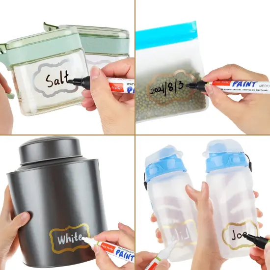 Acrylic Paint Pens Black &White, Set of 6 Medium Point Water Based Paint Marker for Rock Painting, Ceramic, Metal, Glass, Wood, Fabric DIY Craft Projects Water Resistant with 2 Replacement Nibs {2}