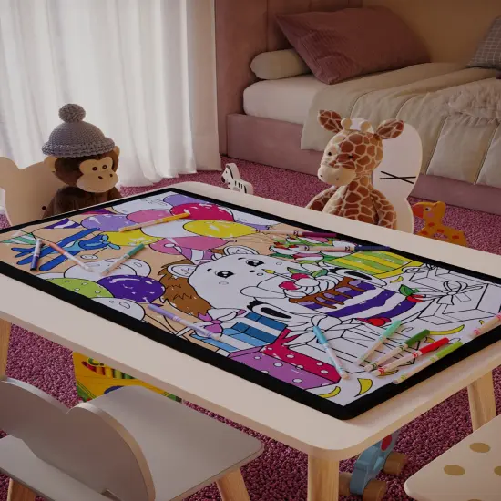 Kid Birthday Gift Woodland Nursery Animals Coloring Rug Washable Markers Toddler Preschool Kindergarten Party Activity Game 1st Birthday {3}