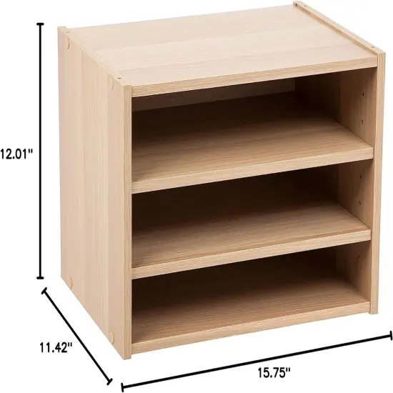 IRIS USA TACHI Modular Wood Stacking Storage Box with Shelf {6}